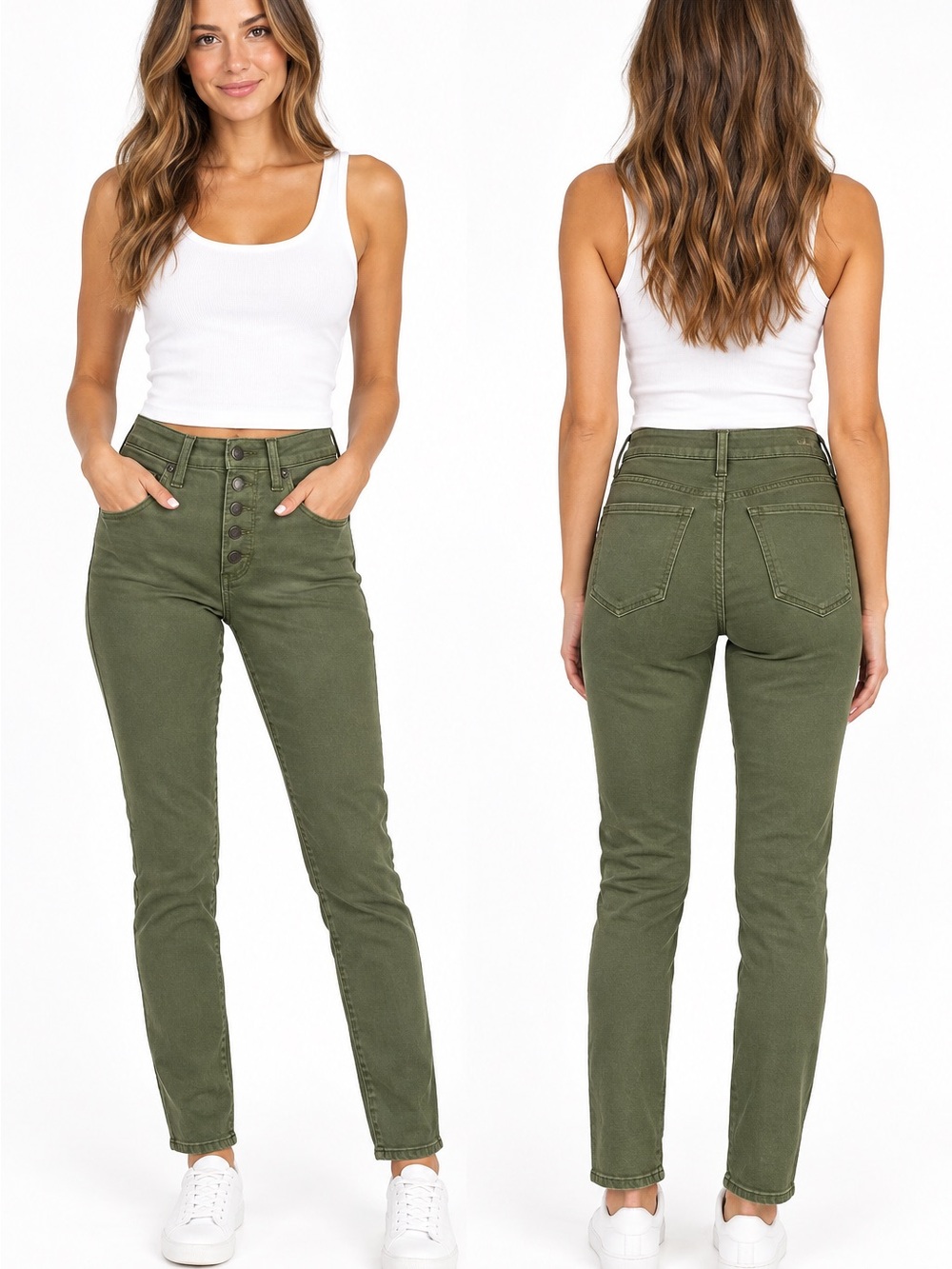 Universal Thread Olive Green High Rise Skinny Button Fly Pants Size 2/26R